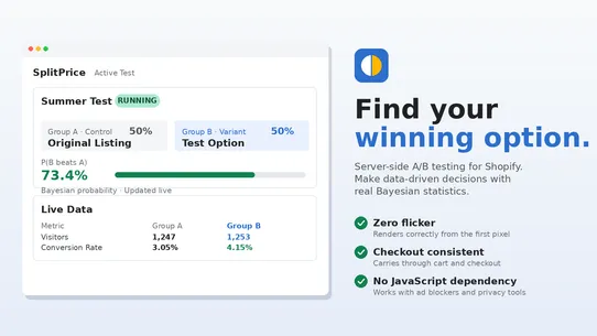 SplitPrice – A/B Testing screenshot