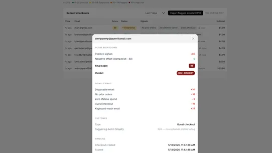 CheckoutGuard Bot Filter screenshot