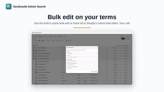 Sandcastle Admin Search screenshot