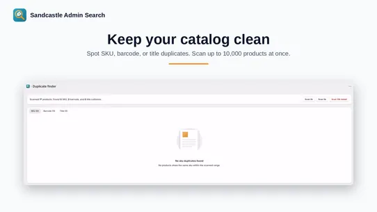 Sandcastle Admin Search screenshot