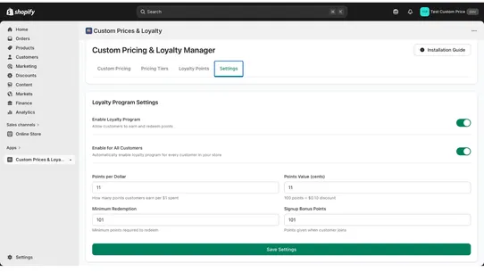 MarginMate Custom Pricing screenshot