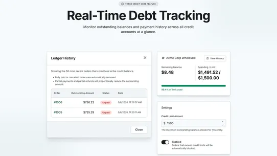 Trade Credit: B2B Credit Limit screenshot