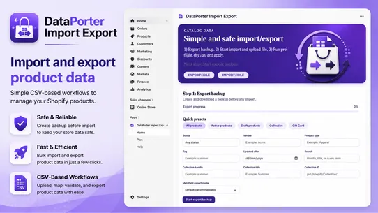 DataPorter Import Export screenshot