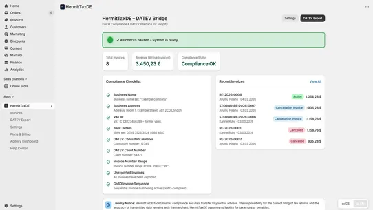 HermitTaxDE – DATEV &amp; GoBD screenshot