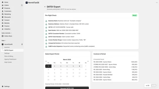 HermitTaxDE – DATEV &amp; GoBD screenshot