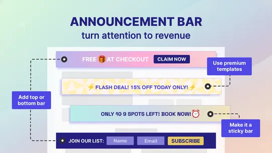 Yeps Announcement Bar, Popups screenshot