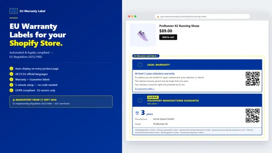 Warranto ‑ EU Warranty Label screenshot