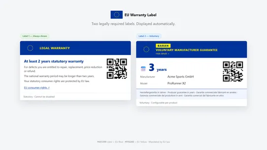 Warranto ‑ EU Warranty Label screenshot
