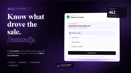 Asked: Post‑Purchase Survey screenshot