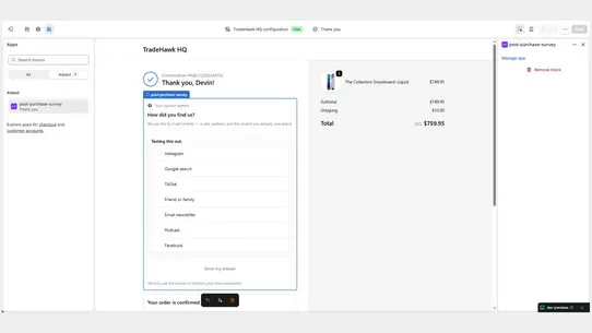 Asked: Post‑Purchase Survey screenshot
