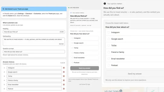 Asked: Post‑Purchase Survey screenshot