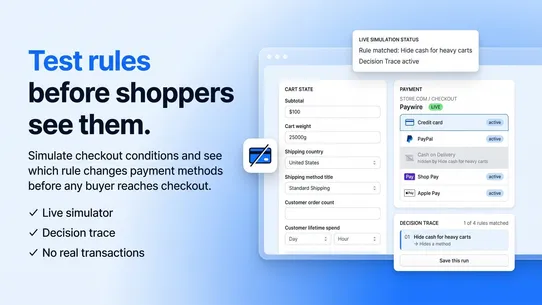 Paywire: Hide Payment Methods screenshot