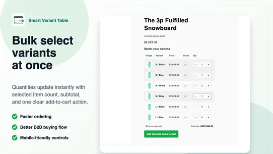 Smart Variant Table screenshot