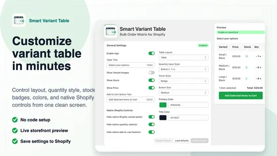 Smart Variant Table screenshot
