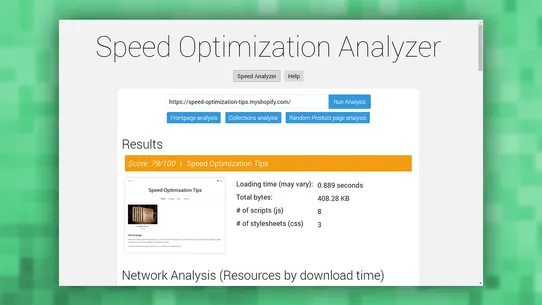 Speed Optimization Analyzer screenshot