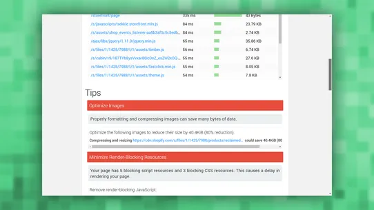 Speed Optimization Analyzer screenshot