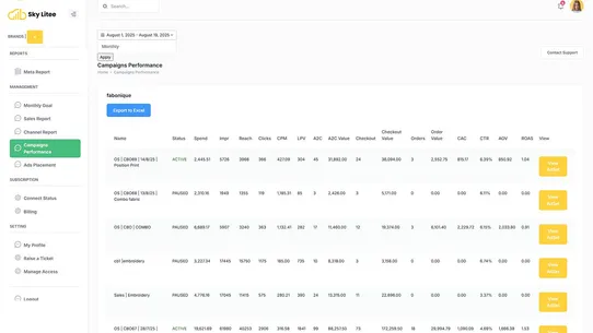Skylitee ‑ Sales &amp; Ads Reports screenshot