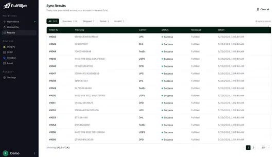 FulfillJet Bulk fulfillment screenshot