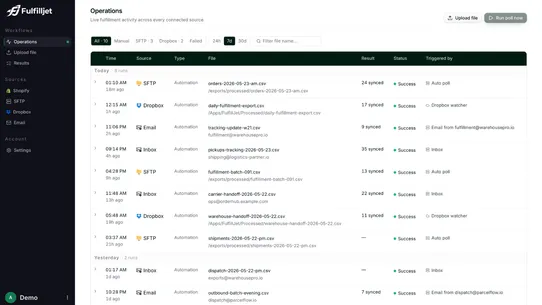 FulfillJet Bulk fulfillment screenshot