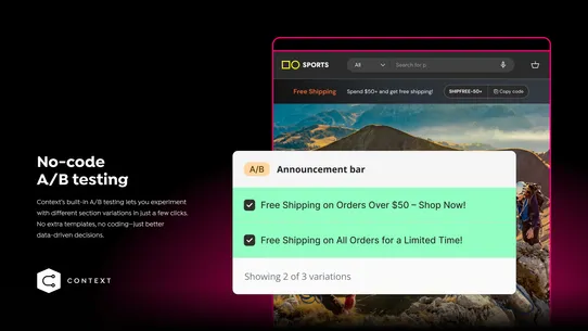 Context – Personalize sections screenshot