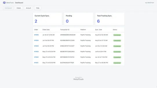 MetaTrack ‑ PayPal Track Sync screenshot