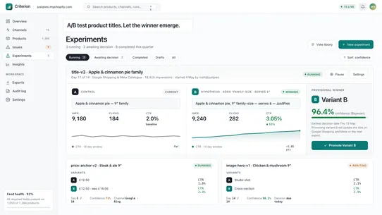 Criterion Product Feeds screenshot