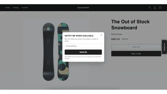 Notify Me, Back in Stock screenshot
