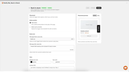 Notify Me, Back in Stock screenshot