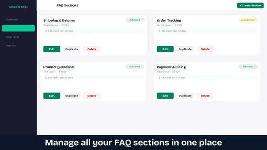 Advance FAQs screenshot