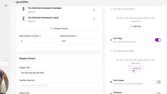 Juvant Upsell Offers screenshot