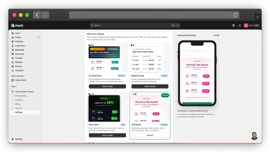 Tierfy: Bulk &amp; Tiered Pricing screenshot