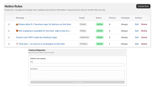 Product Notices &amp; Live Widgets screenshot