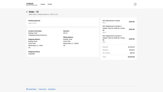NetSuite Order History screenshot