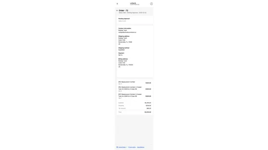 NetSuite Order History screenshot