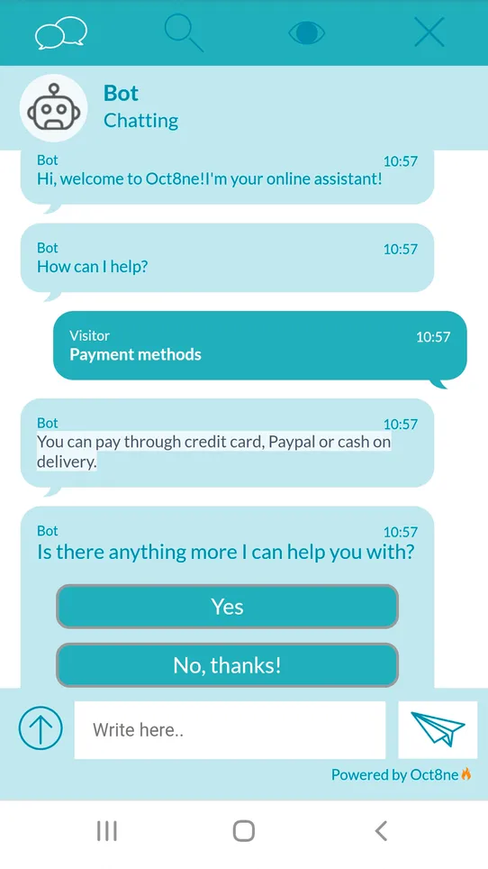 Oct8ne ‑ Live chat &amp; Chatbot screenshot