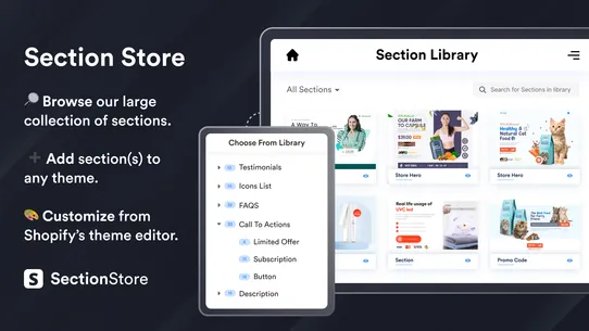 Section Store: Theme sections screenshot