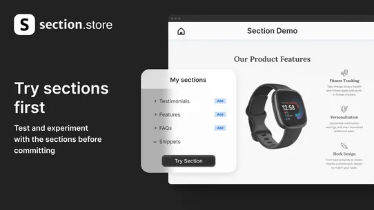 Section Store: Theme Sections screenshot