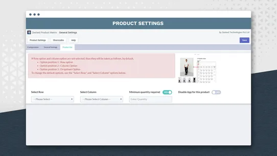 Zestard Product Matrix screenshot