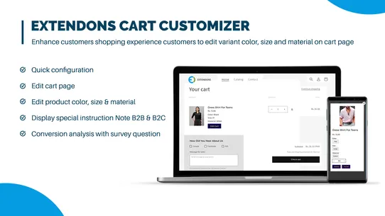 Extendons Cart Customizer App screenshot