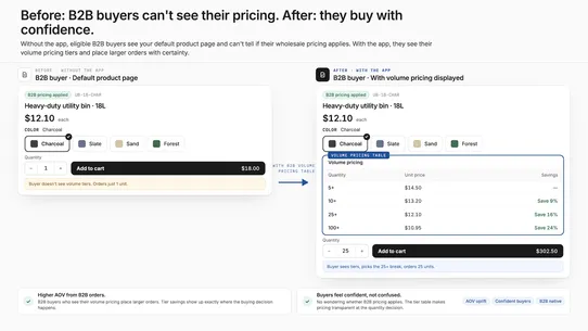 B2B Volume Pricing Table screenshot