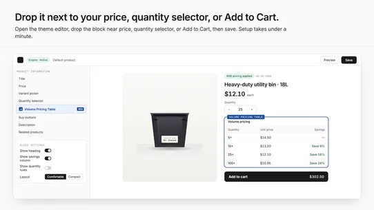 B2B Volume Pricing Table screenshot