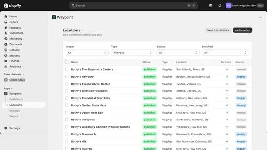 Waypoint Store Locator screenshot
