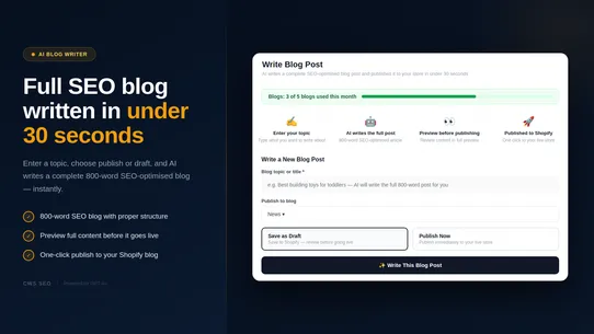 CWS ‑ SEO Content Generator screenshot