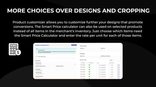 MS Custom SizePrice Calculator screenshot