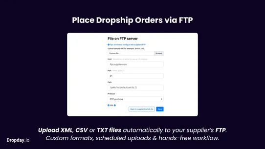 Dropshipping via Email/API/FTP screenshot