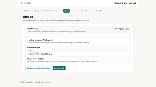 NOMEV screenshot