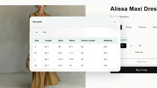 Beyond Size Chart screenshot
