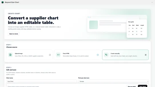 Beyond Size Chart screenshot