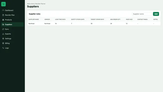 Kivo Reorder Planner screenshot