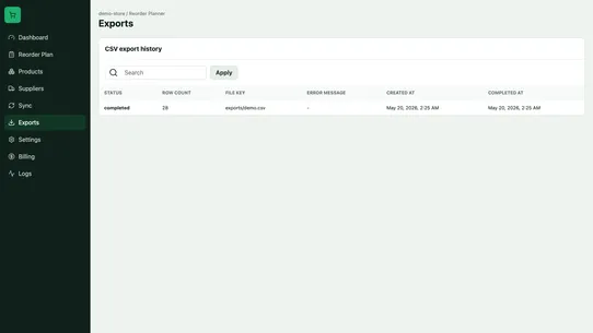Kivo Reorder Planner screenshot